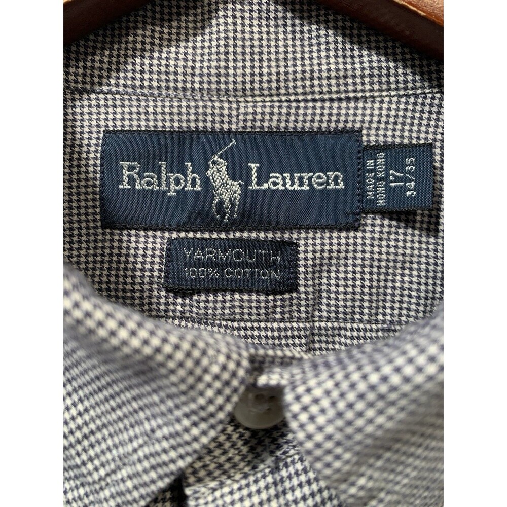 RALPH LAUREN POLO Yarmouth 100% Cotton Houndstooth Button Down 17  34-35
